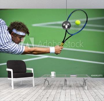 Bild på A tennis player stretches to make the shot